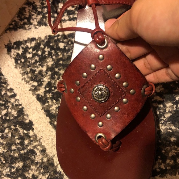 Bakers Women's Burgundy Lace-Up Sandals - Picture 2 of 6